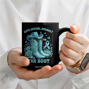 Give Sexual Assault The Boot Coffee Mug Cowgirl Awareness Month Teal Ribbon Support TS10 Print Your Wear