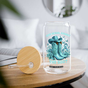 Give Sexual Assault The Boot Glass Can Cowgirl Awareness Month Teal Ribbon Support TS10 Print Your Wear