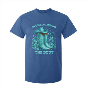 Give Sexual Assault The Boot T Shirt For Kid Cowgirl Awareness Month Teal Ribbon Support TS10 Royal Blue Print Your Wear