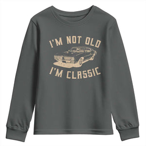 Funny Car Graphic Youth Sweatshirt Vintage I'm Not Old I'm Classic TS10 Dark Heather Print Your Wear