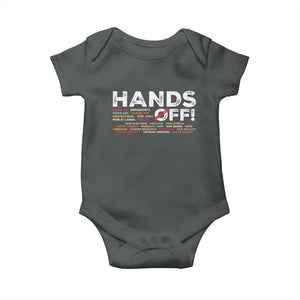 Hands Off Baby Onesie Social Security And Medicare Protest TS10 Dark Heather Print Your Wear