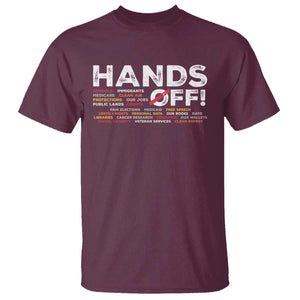 Hands Off T Shirt Social Security And Medicare Protest TS10 Maroon Print Your Wear
