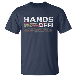 Hands Off T Shirt Social Security And Medicare Protest TS10 Navy Print Your Wear