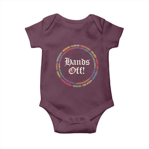 Hands Off Baby Onesie Human Rights Social Security And Medicare Protest TS10 Maroon Print Your Wear