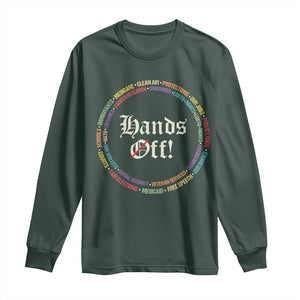 Hands Off Long Sleeve Shirt Human Rights Social Security And Medicare Protest TS10 Dark Forest Green Print Your Wear