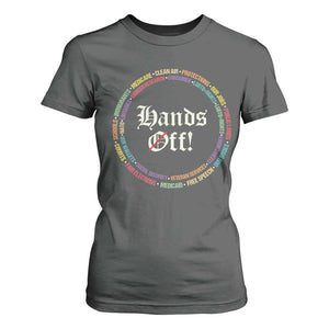 Hands Off T Shirt For Women Human Rights Social Security And Medicare Protest TS10 Dark Heather Print Your Wear