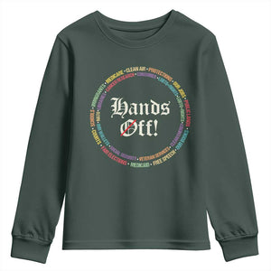Hands Off Youth Sweatshirt Human Rights Social Security And Medicare Protest TS10 Dark Forest Green Print Your Wear