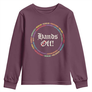 Hands Off Youth Sweatshirt Human Rights Social Security And Medicare Protest TS10 Maroon Print Your Wear