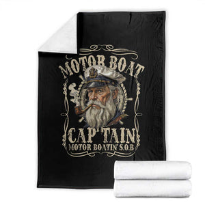 Motor Boat Captain Throw Blanket Funny Pontoon Boating Motor Boatin Lake TS10 Black Print Your Wear