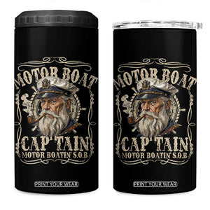 Motor Boat Captain 4 in 1 Can Cooler Tumbler Funny Pontoon Boating Motor Boatin Lake TS10 One Size: 16 oz Black Print Your Wear