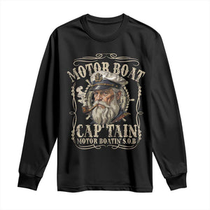 Motor Boat Captain Long Sleeve Shirt Funny Pontoon Boating Motor Boatin Lake TS10 Black Print Your Wear