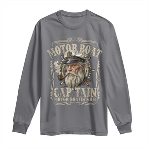 Motor Boat Captain Long Sleeve Shirt Funny Pontoon Boating Motor Boatin Lake TS10 Charcoal Print Your Wear