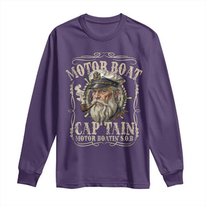 Motor Boat Captain Long Sleeve Shirt Funny Pontoon Boating Motor Boatin Lake TS10 Purple Print Your Wear