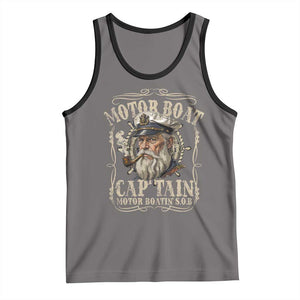 Motor Boat Captain Tank Top Funny Pontoon Boating Motor Boatin Lake TS10 Deep Heather Black Print Your Wear