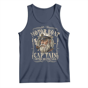 Motor Boat Captain Tank Top Funny Pontoon Boating Motor Boatin Lake TS10 Navy Print Your Wear