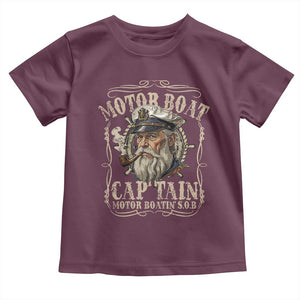 Motor Boat Captain Toddler T Shirt Funny Pontoon Boating Motor Boatin Lake TS10 Maroon Print Your Wear
