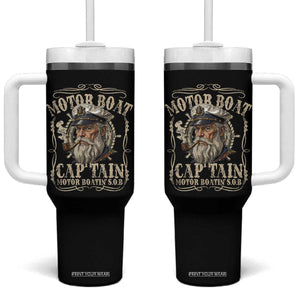Motor Boat Captain Tumbler With Handle Funny Pontoon Boating Motor Boatin Lake TS10 One Size: 40 oz Black Print Your Wear