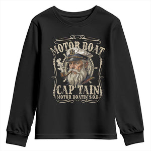 Motor Boat Captain Youth Sweatshirt Funny Pontoon Boating Motor Boatin Lake TS10 Black Print Your Wear