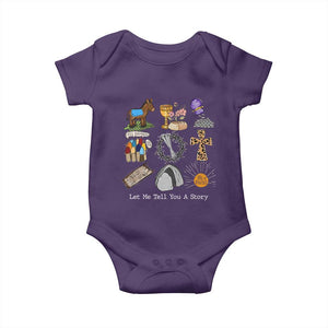Easter Story Baby Onesie He is Risen Let Me Tell You A Story Christian TS10 Purple Print Your Wear