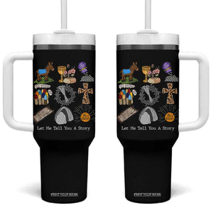 Easter Story Tumbler With Handle He is Risen Let Me Tell You A Story Christian TS10 One Size: 40 oz Black Print Your Wear