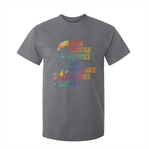 Notorious RBG T Shirt For Kid When Injustice Becomes Law Resistance Becomes Duty TS10 Charcoal Print Your Wear