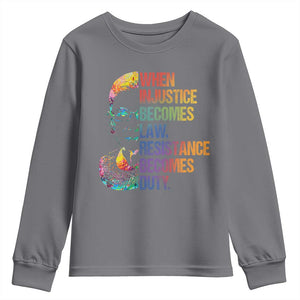 Notorious RBG Youth Sweatshirt When Injustice Becomes Law Resistance Becomes Duty TS10 Charcoal Print Your Wear
