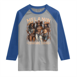 Melanin Cowgirls Raglan Shirt Black History Month African Melanin Pride TS10 Sport Gray Royal Print Your Wear
