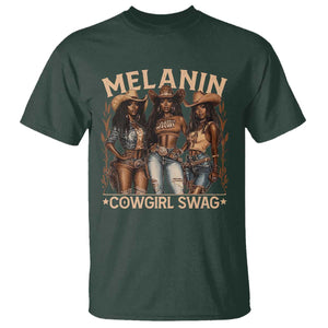 Melanin Cowgirls T Shirt Black History Month African Melanin Pride TS10 Dark Forest Green Print Your Wear