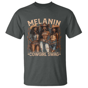 Melanin Cowgirls T Shirt Black History Month African Melanin Pride TS10 Dark Heather Print Your Wear