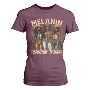Melanin Cowgirls T Shirt For Women Black History Month African Melanin Pride TS10 Maroon Print Your Wear