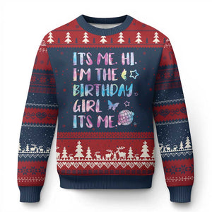 Its Me Hi Im The Birthday Girl Ugly Christmas Sweater Tie Dye Colorful TS10 Navy Red Print Your Wear