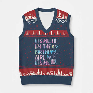 Its Me Hi Im The Birthday Girl V-Neck Knit Sweater Vest Tie Dye Colorful TS10 Navy Red Print Your Wear