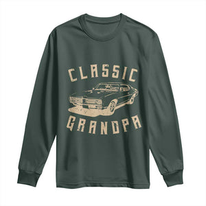 Funny Grandpa Classic Car Graphic Long Sleeve Shirt TS10 Dark Forest Green Print Your Wear