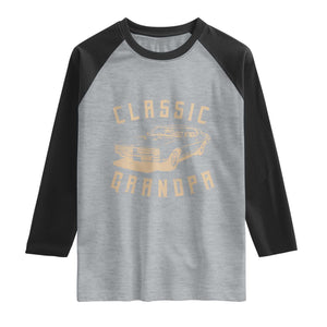 Funny Grandpa Classic Car Graphic Raglan Shirt TS10 Heather Gray Black Print Your Wear