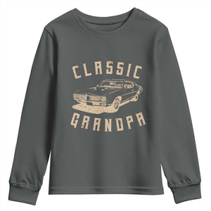 Funny Grandpa Classic Car Graphic Youth Sweatshirt TS10 Dark Heather Print Your Wear