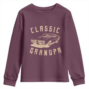 Funny Grandpa Classic Car Graphic Youth Sweatshirt TS10 Maroon Print Your Wear