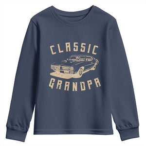 Funny Grandpa Classic Car Graphic Youth Sweatshirt TS10 Navy Print Your Wear