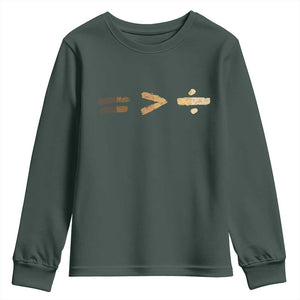 Equality Is Better than Division Youth Sweatshirt Equal Rights Math Symbol TS10 Dark Forest Green Print Your Wear