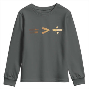Equality Is Better than Division Youth Sweatshirt Equal Rights Math Symbol TS10 Dark Heather Print Your Wear