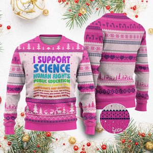 I Support Progressive Liberal Democratic Causes Protest Ugly Christmas Sweater TS10 Hot Pink Print Your Wear