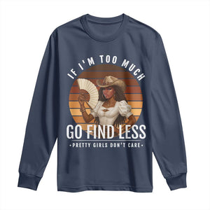 Black History African Melanin Cowgirl Long Sleeve Shirt Country Girls African American Western Tribute TS10 Navy Print Your Wear