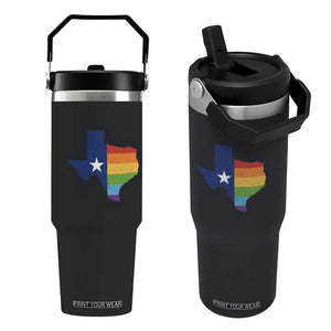 LGBTQ Texas State Flag Flip Straw Tumbler TS10 One Size: 30 oz Black Print Your Wear