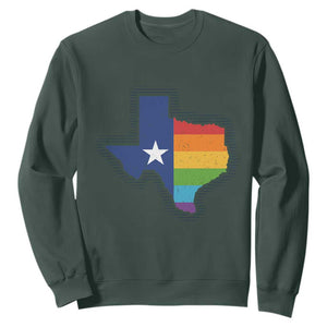 LGBTQ Texas State Flag Sweatshirt TS10 Dark Forest Green Print Your Wear
