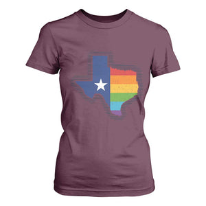 LGBTQ Texas State Flag T Shirt For Women TS10 Maroon Print Your Wear