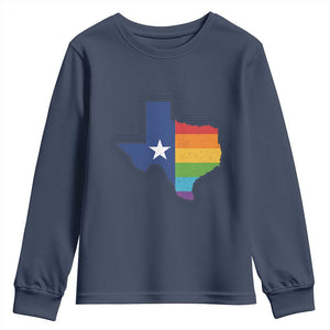 LGBTQ Texas State Flag Youth Sweatshirt TS10 Navy Print Your Wear