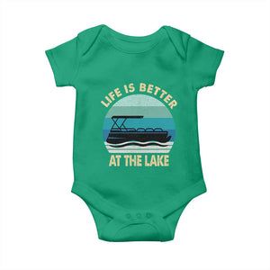 Funny Lake Life Baby Onesie Vintage Life is Better at The Lake Pontoon Boat TS10 Irish Green Print Your Wear