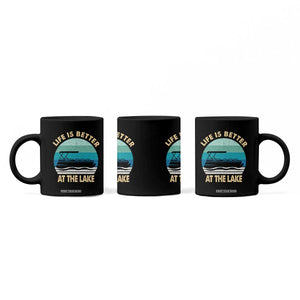 Funny Lake Life Coffee Mug Vintage Life is Better at The Lake Pontoon Boat TS10 Print Your Wear