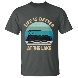 Funny Lake Life T Shirt Vintage Life is Better at The Lake Pontoon Boat TS10 Dark Heather Print Your Wear