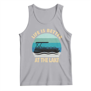 Funny Lake Life Tank Top Vintage Life is Better at The Lake Pontoon Boat TS10 Athletic Heather Print Your Wear