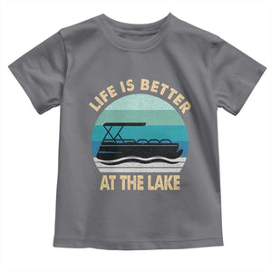 Funny Lake Life Toddler T Shirt Vintage Life is Better at The Lake Pontoon Boat TS10 Charcoal Print Your Wear